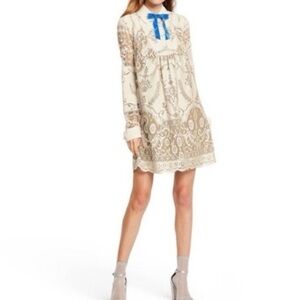 Anna Sui 20th Anniversary Lace Shirt Dress Cream Brown Size M Target Collab